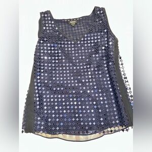 WORTH New York Black and Blue Mesh Sequin Top Size 2